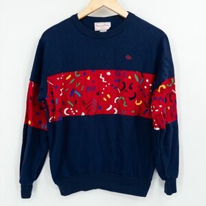 Vintage Oscar de la‎ Renta Active Sweatshirt Mens M 90s Abstract Memphis Design